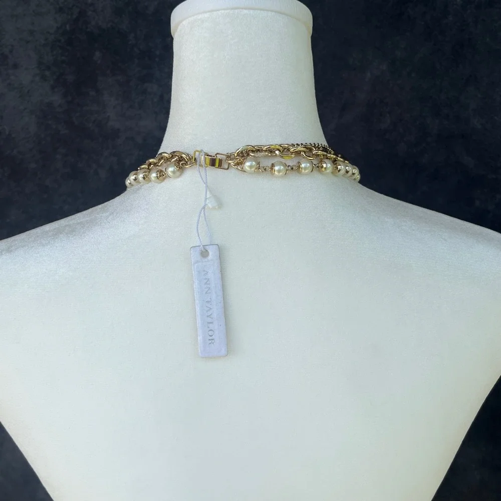 Ann Taylor NEW Gold Tone Multi Strand Layered Necklace Classic Timeless Glam